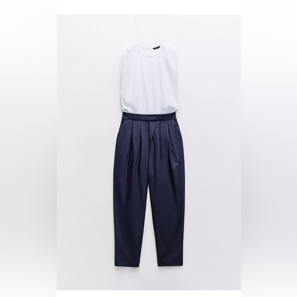 Zara Pants - Zara mixed poplin full length jumpsuit
